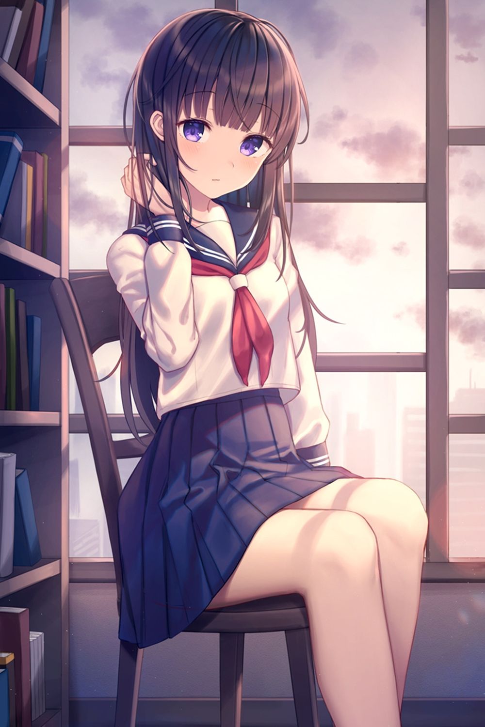 "黑长直"萌妹你喜欢吗?日本画师川见ナミ的插画作品