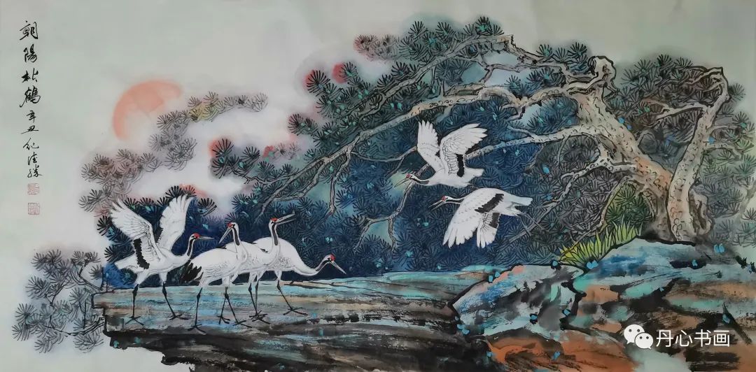 清丽脱俗,鹤舞翩跹|画家纪德胜鹤画作品欣赏__财经头条