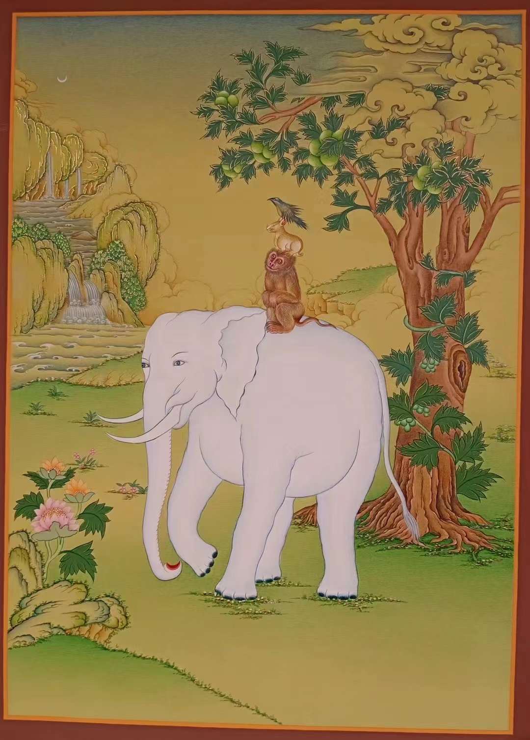 蕴含美好的和睦四瑞唐卡