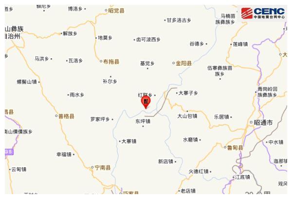 四川凉山州金阳县发生3.6级地震