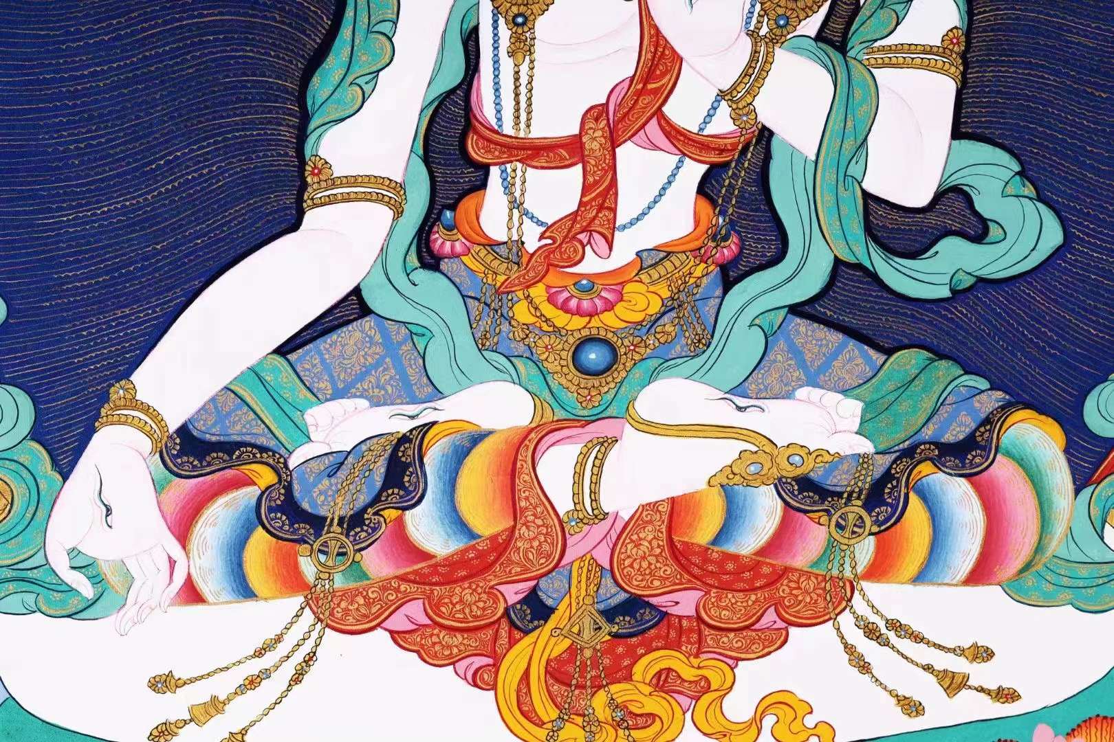 接下来请朋友们欣赏一组编号为138-437809的白度母唐卡:上一世的赤江