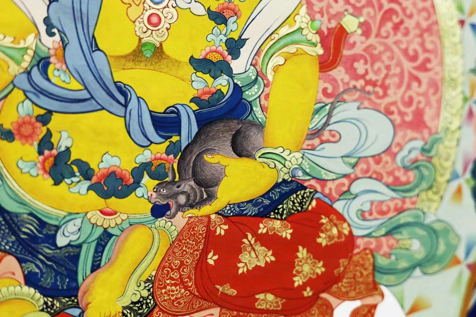 蒙古族的马鬃绕线堆绣唐卡