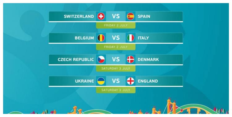 在即将到来的八强对阵中,欧洲杯即将上演四场重量级较量:分别是瑞士