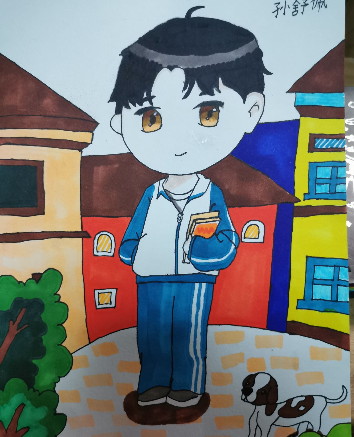 少儿动漫手绘组图:穿校服的男孩,棒球妹妹等