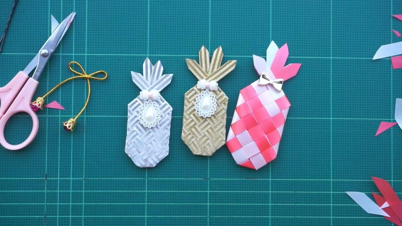 彩带玩具diy,可爱菠萝的折叠方法,简单易学!