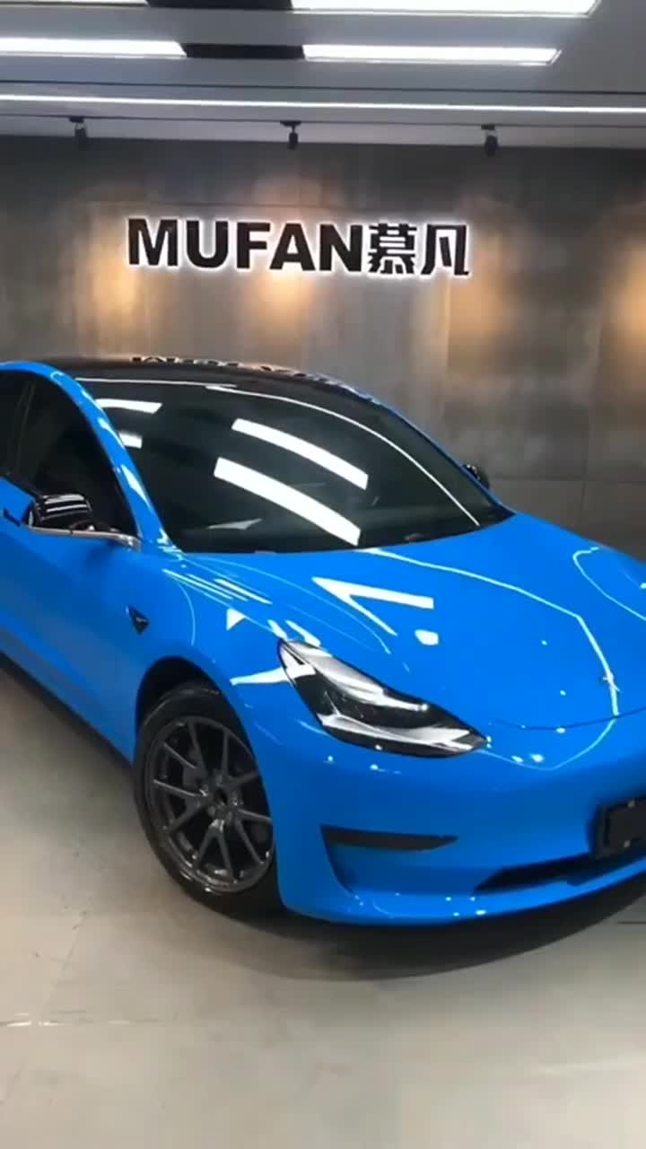 蓝色魅惑特斯拉model3,爱了就爱了_手机新浪网
