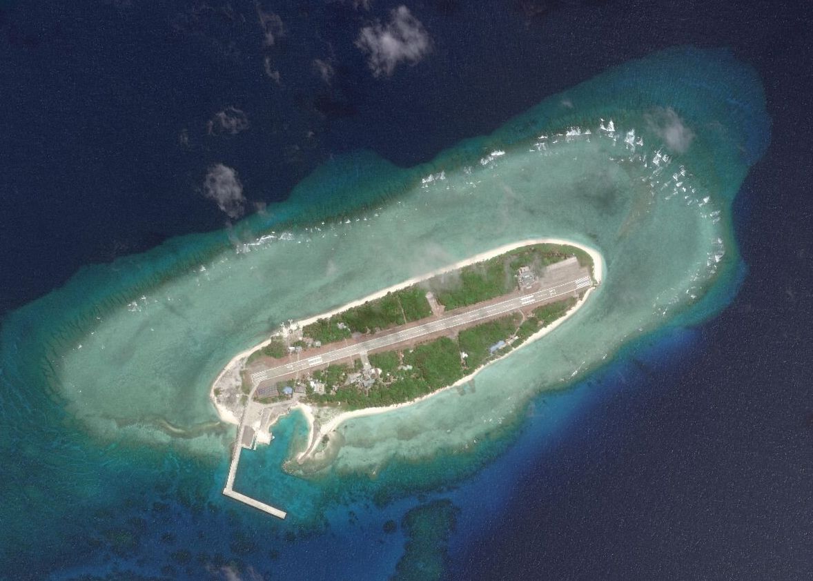 航拍太平岛,南沙群岛最大的自然岛