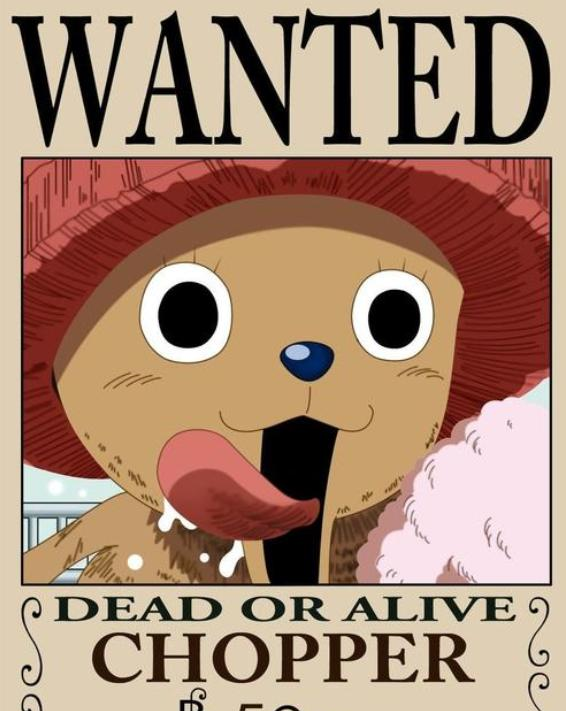 海贼王乔巴悬赏金100贝利鹿角都不止这个价好嘛