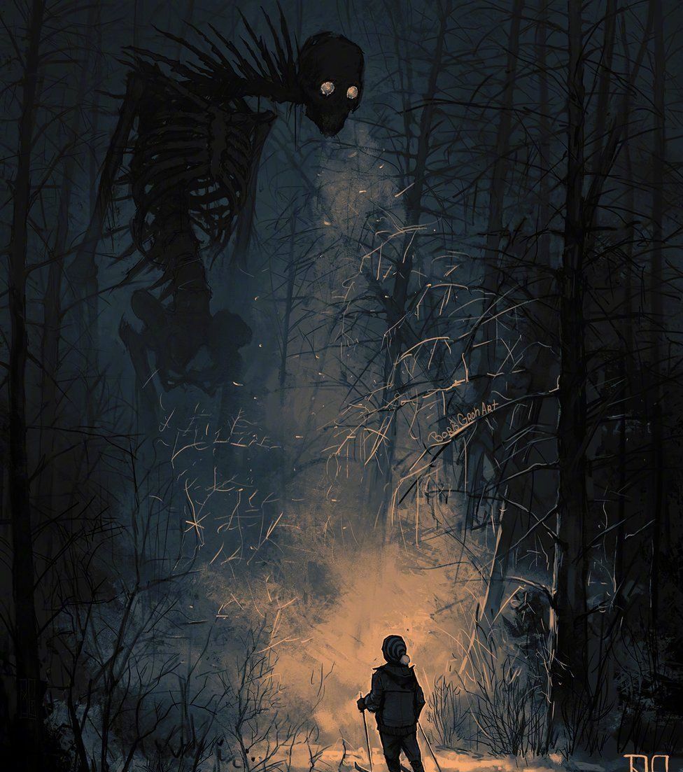 俄罗斯插画家笔下孤独游走的骷髅,画面既诡异又安静_高清图集_新浪网