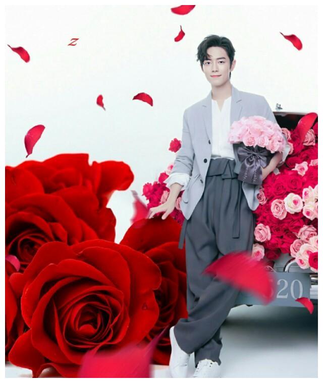 被鲜花包围的美少年肖战愿世间美好与你环环相扣