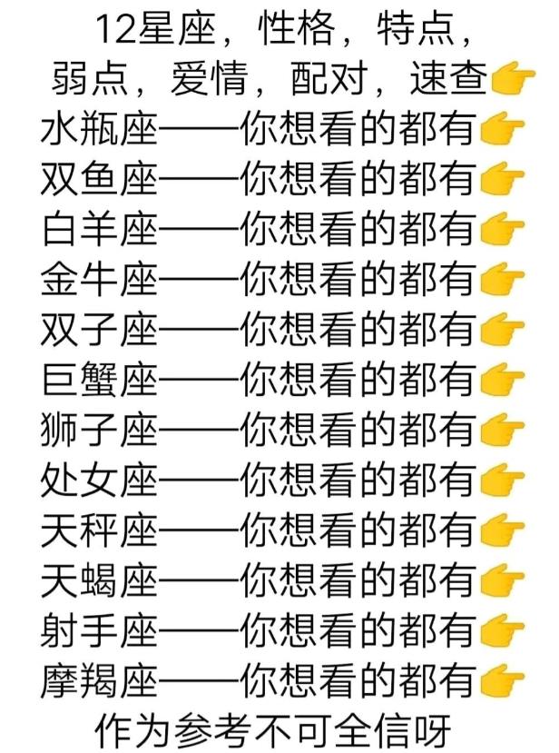 十二星座性格,特点,弱点,爱情,配对—速查__财经头条