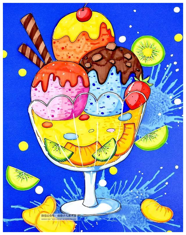 儿童画教程儿童画的色彩练习夏天美味的冰淇淋