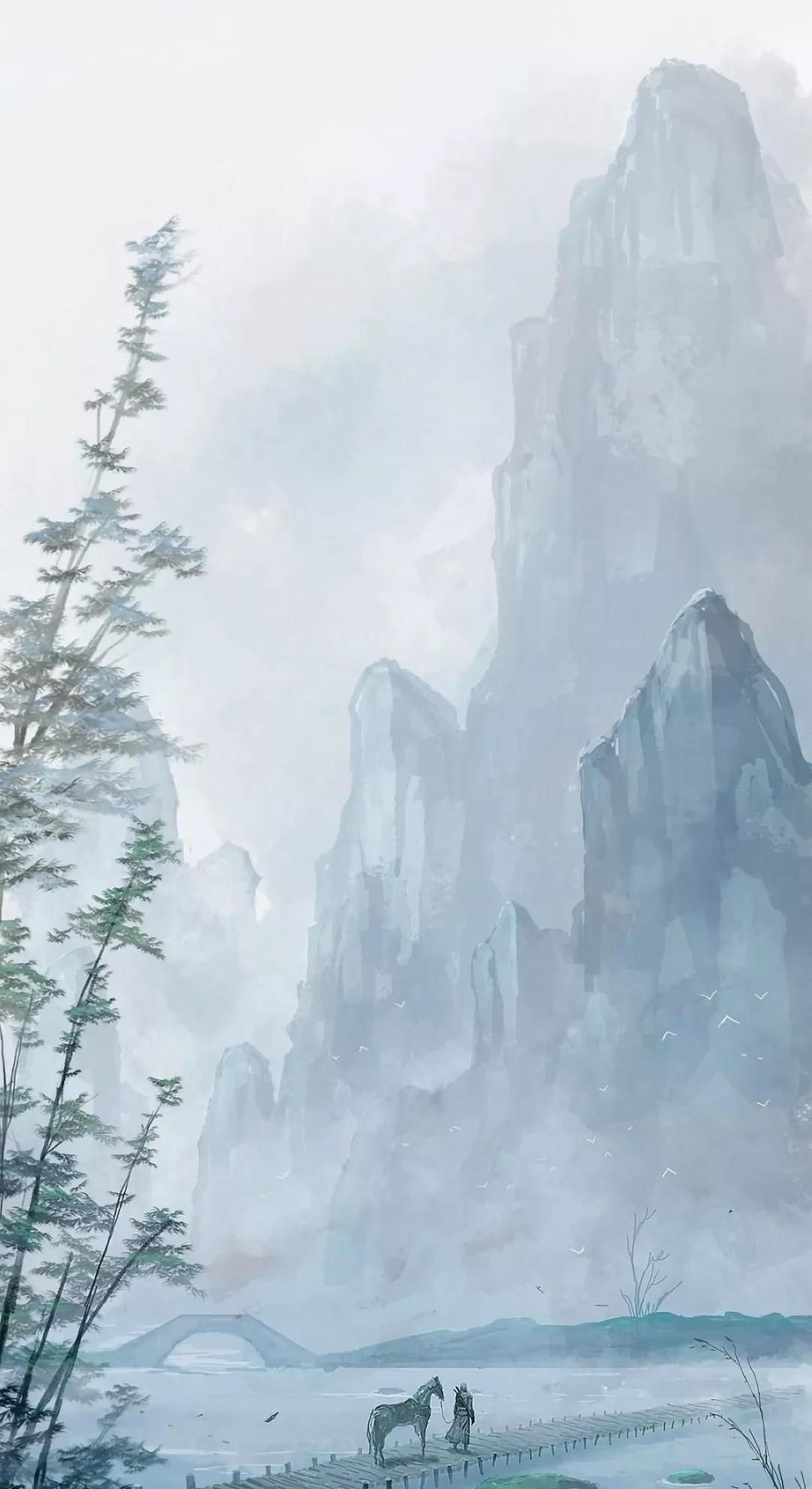 蓝色调古风壁纸海选,在所有物是人非的景色里,我只"喜欢你"