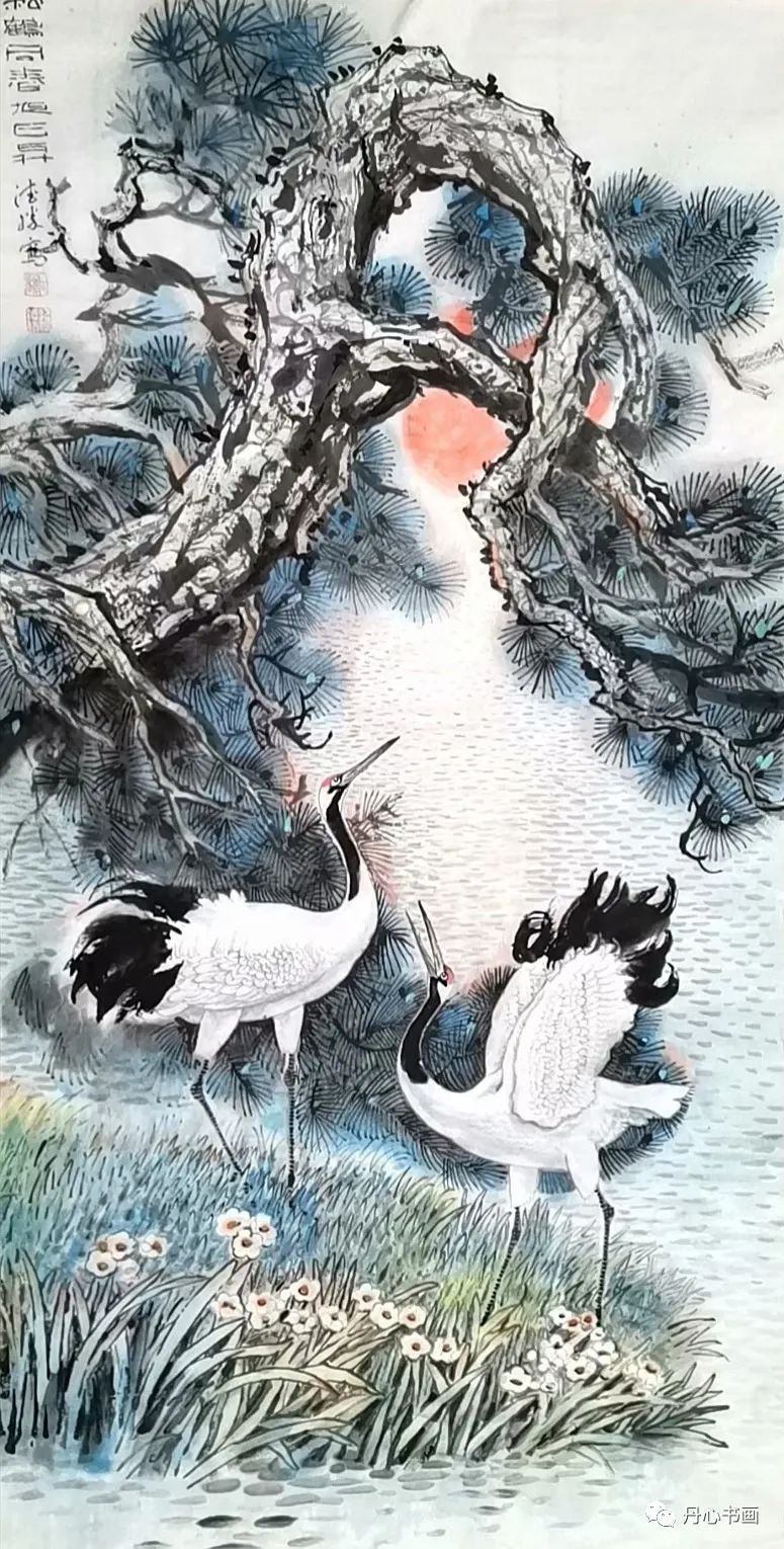 清丽脱俗,鹤舞翩跹|画家纪德胜鹤画作品欣赏__财经头条