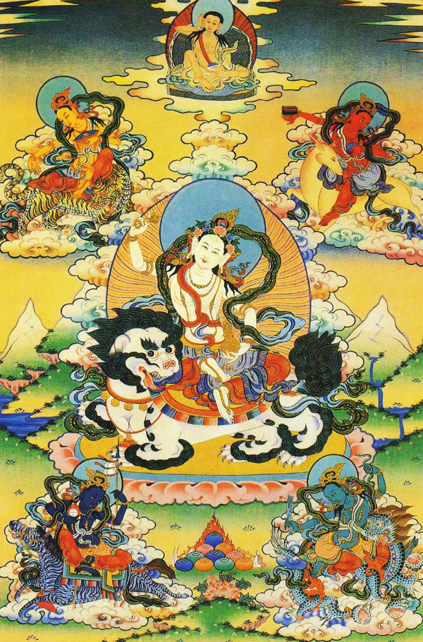 唐卡中的祥寿五佛母的形象