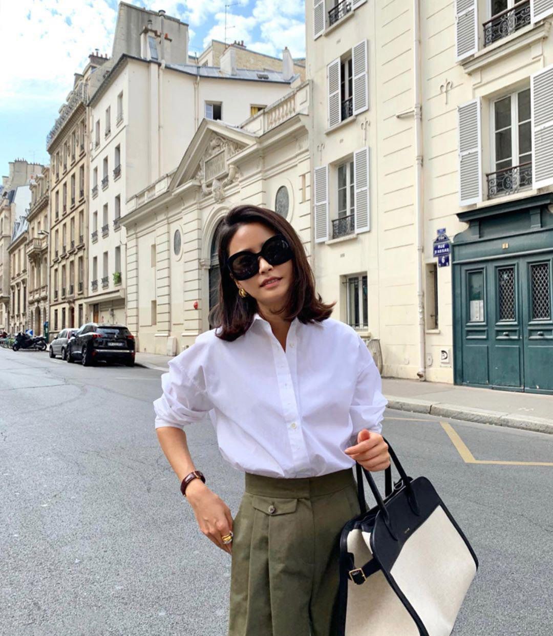 韩国时尚美女博主elborn时尚街拍展现简约休闲风