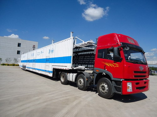 半封闭式骨架式轿运车是指运输轿车的车辆.