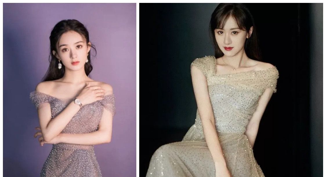 赵丽颖和袁冰妍撞衫星空裙 不说颜值 两个的气质不在一个频道_高清