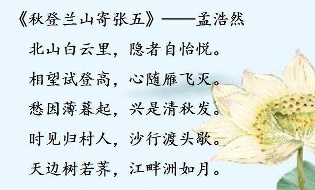 孟浩然最唯美的一首五言古诗其中两句脍炙人口越读越有味道