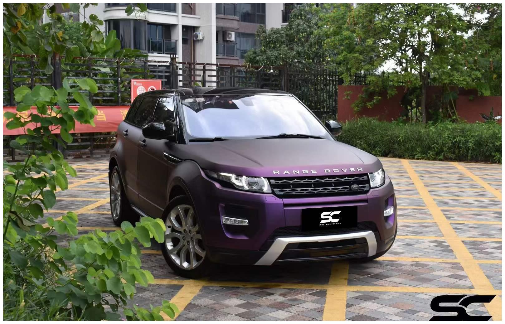 sc改色膜路虎极光车身改色贴膜消光黑比诺紫