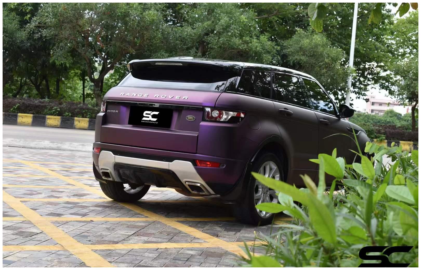 sc改色膜路虎极光车身改色贴膜消光黑比诺紫