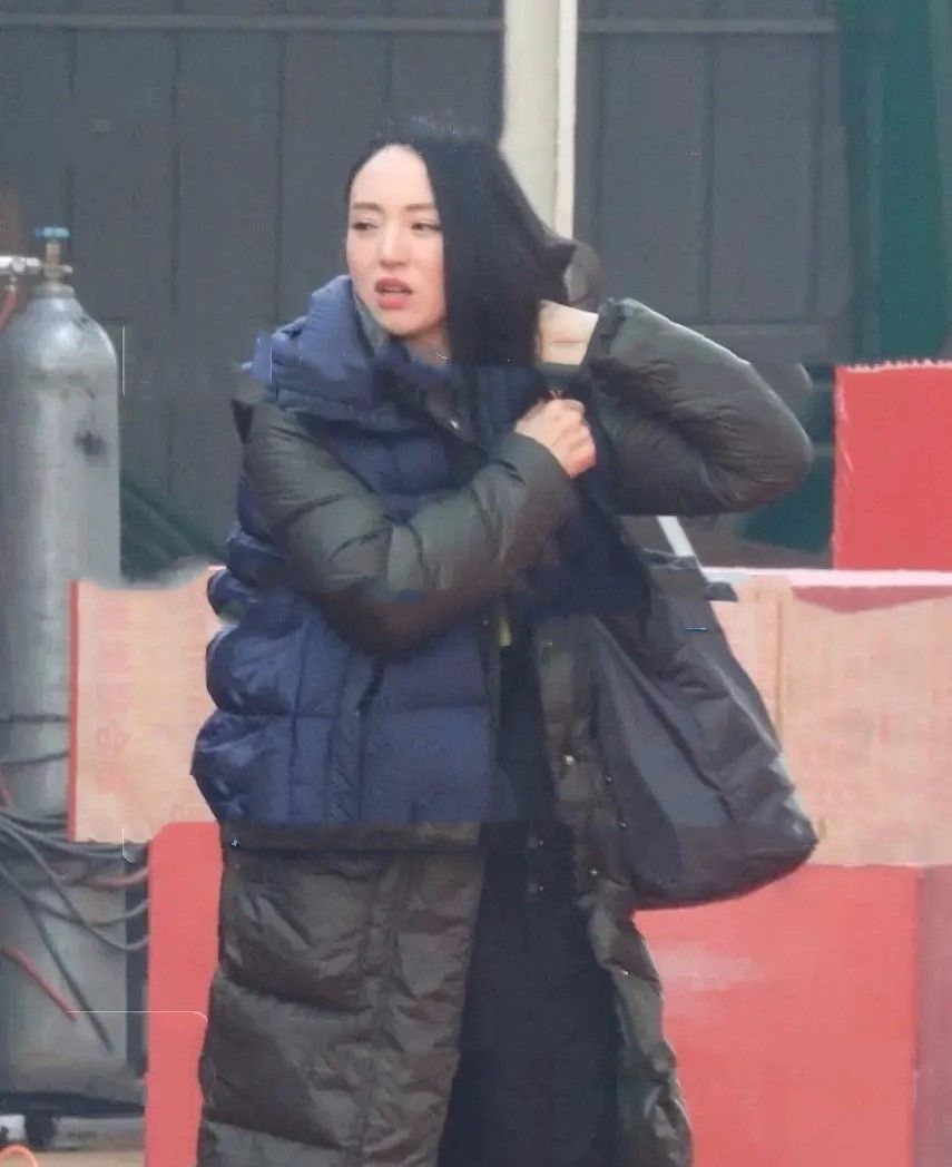 董璇录节目的生图,脸肿胀难逃中年发福,穿两件羽绒服更显臃肿!