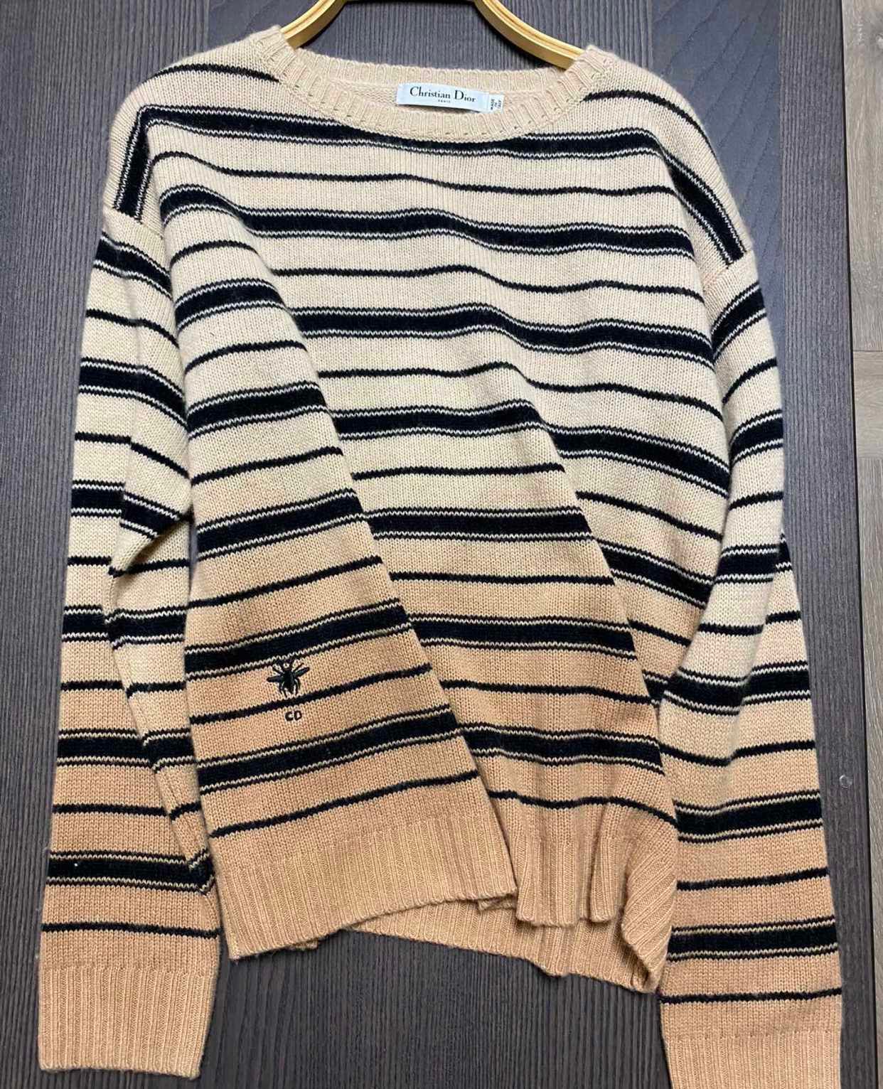 dior 渐变色奶茶色条纹羊绒衫