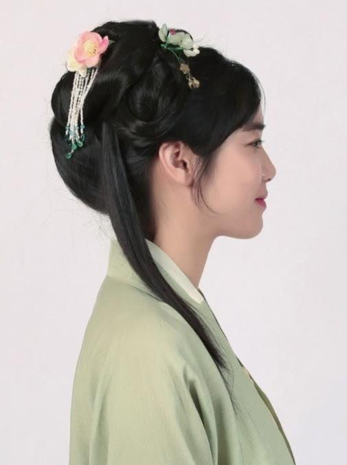 宋风造型:单边垂发盘发图解|发包|假发片|头发_新浪新闻