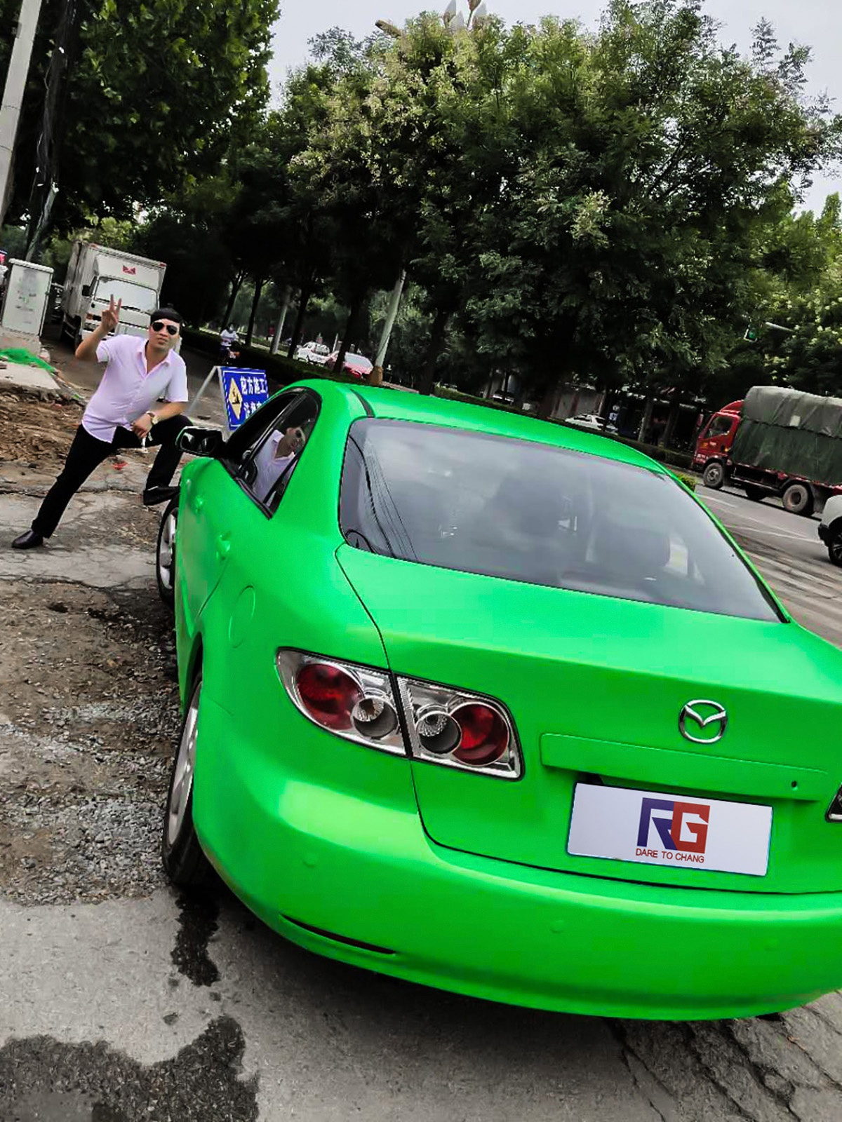 马自达车身改色电光苹果绿 rg瑞集改色膜河北沧州