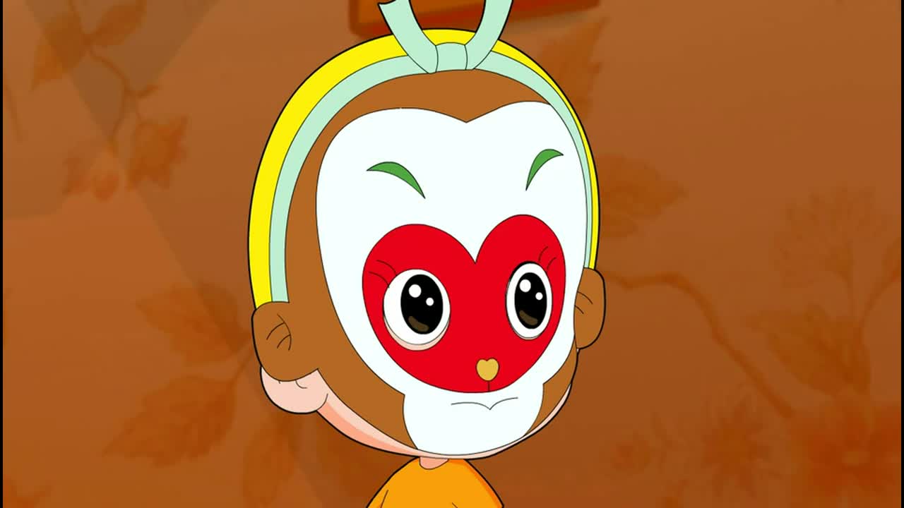 新大头儿子:大头戴着美猴王面具,小头爸爸戴着防毒面具,真滑稽