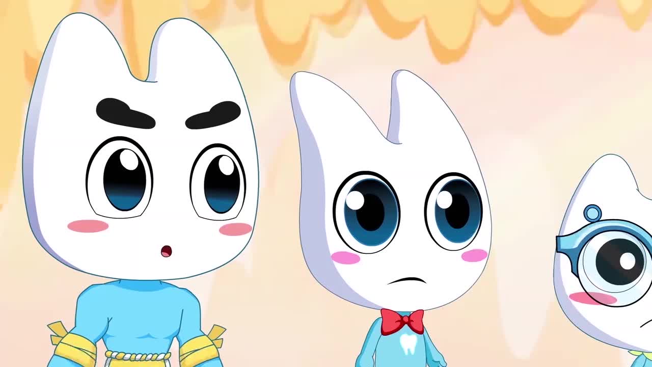 牙牙精灵战队:牙牙战队一人一个大刷子,刚打扫完,看看战果如何