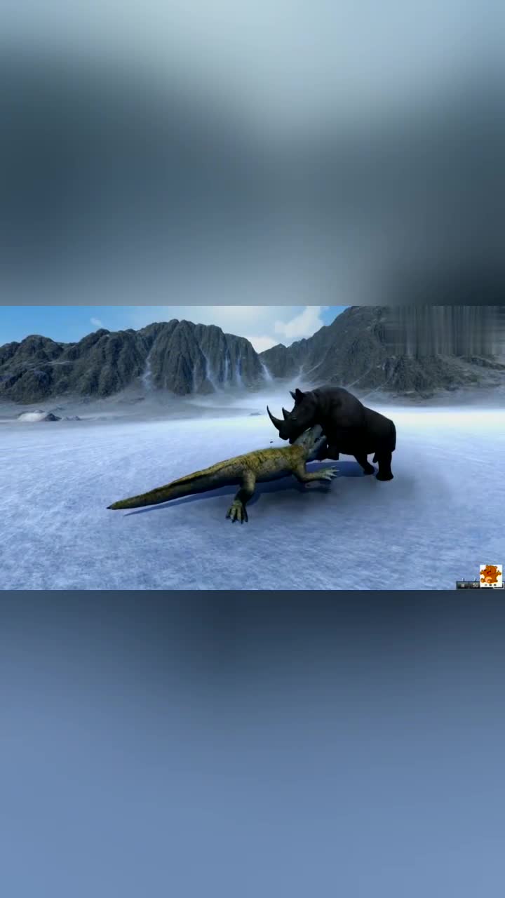 一只鳄鱼和一头犀牛展开决斗哪一方能赢结局不是一般的意外