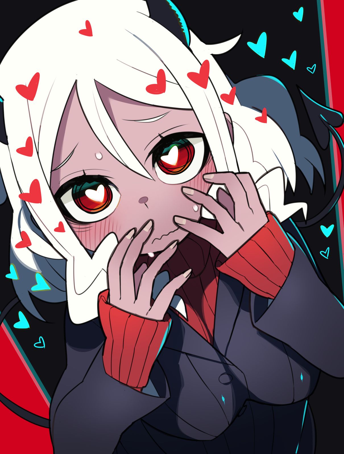 日漫《地狱把妹王》中女鬼helltaker的插画壁纸,是恐怖中的可爱