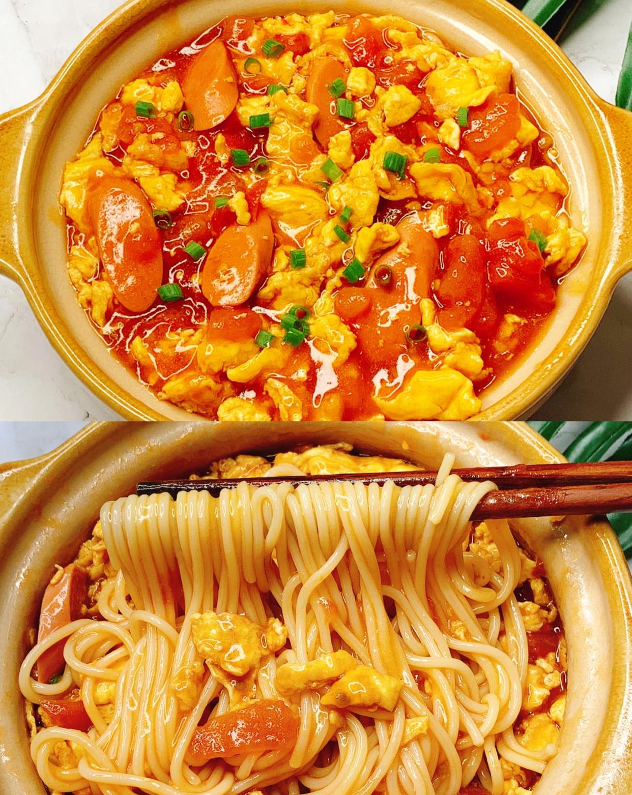 酸爽开胃,好吃的番茄火腿鸡蛋盖浇面,做法简单