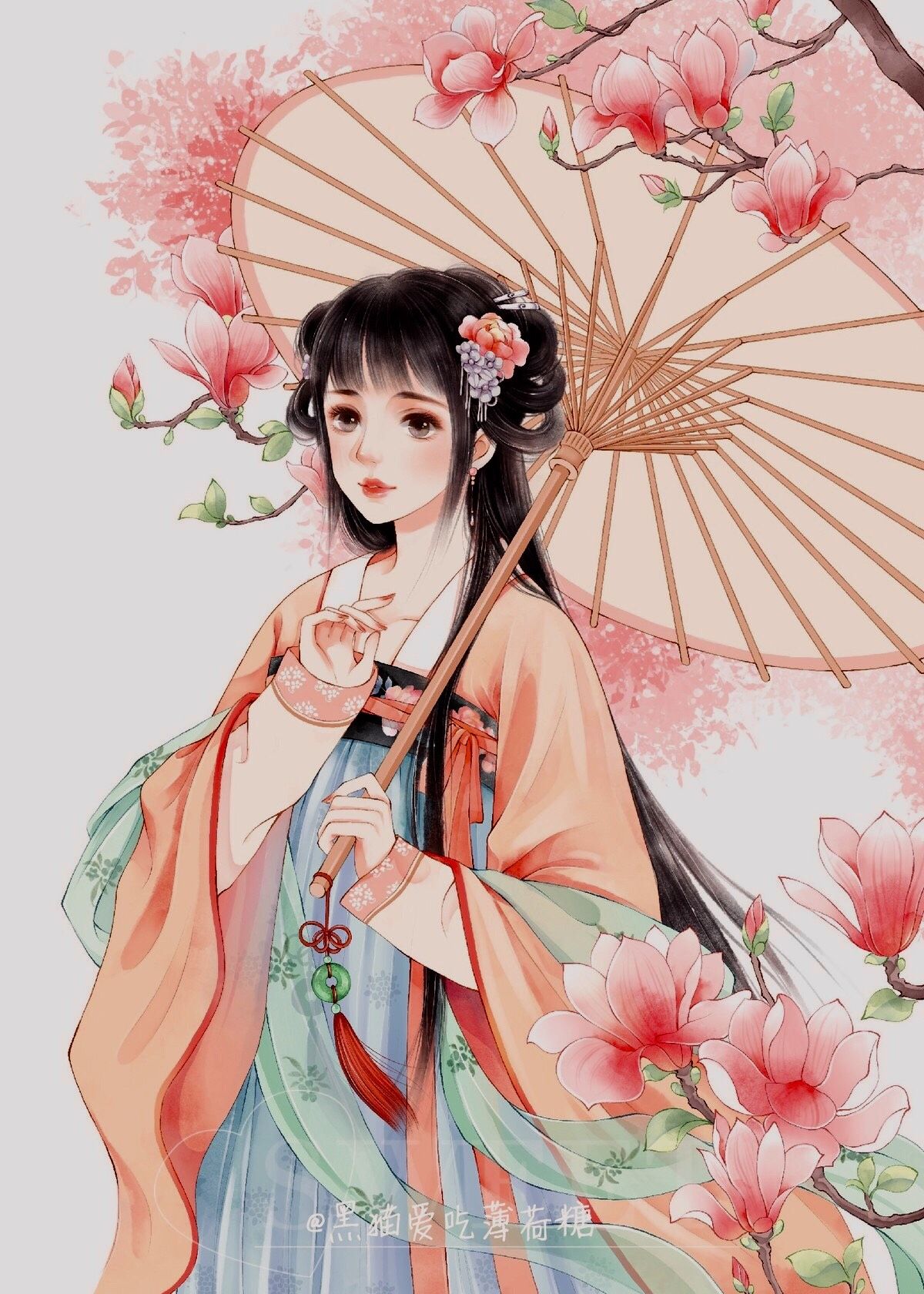 古风少女动漫绘图愿我如星君如月