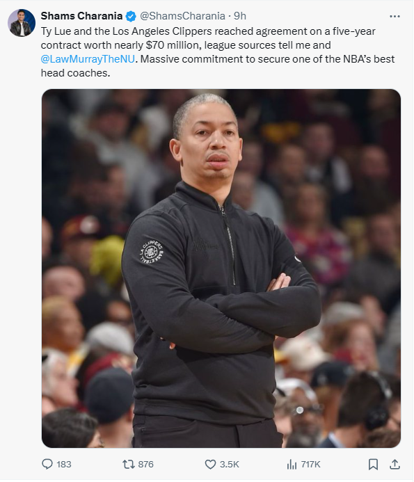 五年近七千万,泰伦-卢与快船队达成续约!湖人抢人计划又泡汤了