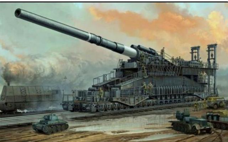 二战时期德军著名的大炮古斯塔夫巨炮装弹需要起重机