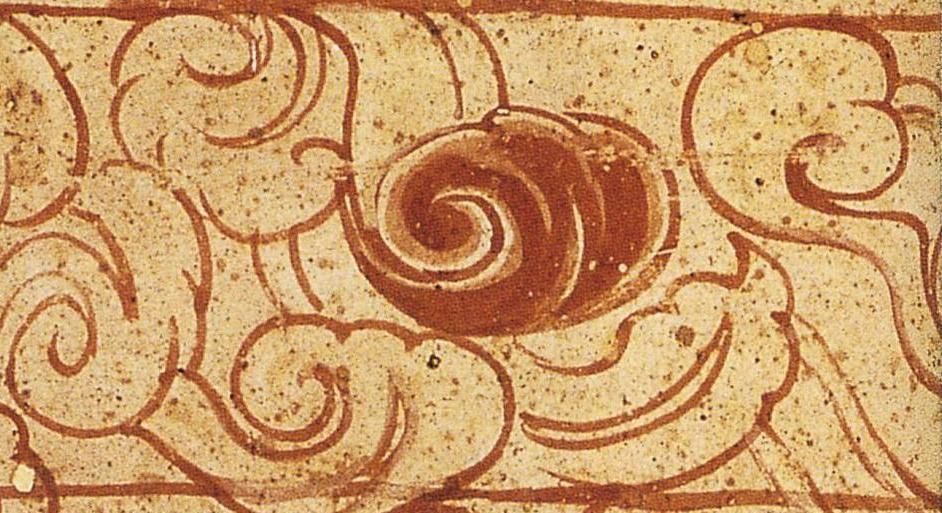 盛唐时期的卷草纹边饰线稿,甘肃敦煌莫高窟(万佛窟