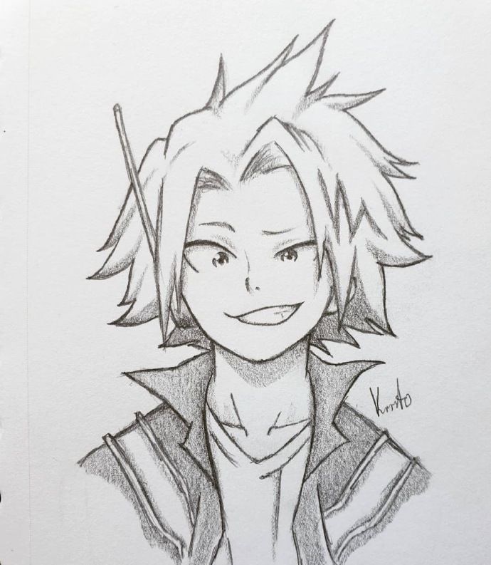 一组超帅气的手绘动漫男生线稿,画风爱了