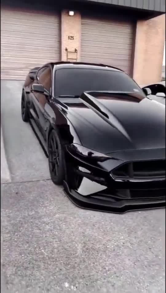慢镜头欣赏黑武士风格的福特野马,搭载5.0l,v8发动机