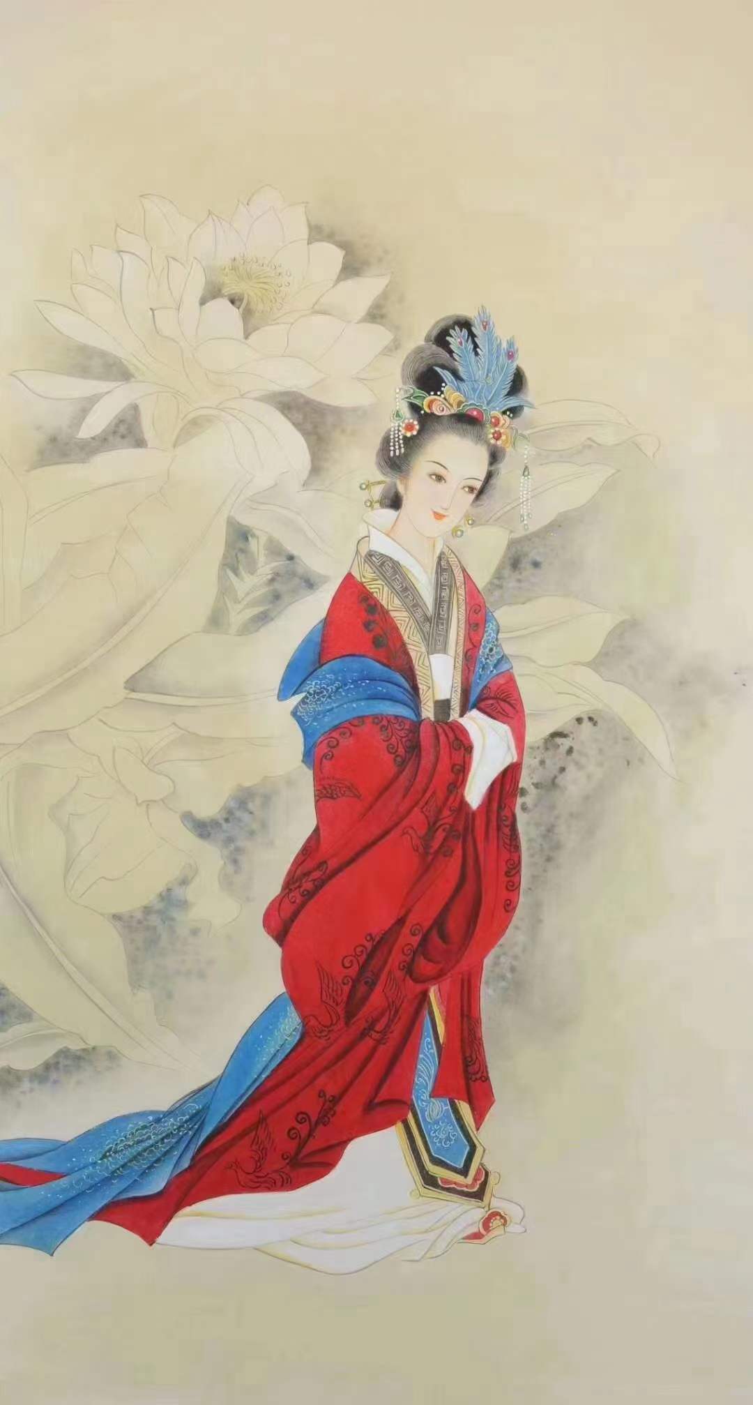 当代知名女画家韩梅工笔画清新典雅秀丽洒脱