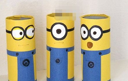 幼儿园手工小制作自制卷纸筒小黄人的步骤图