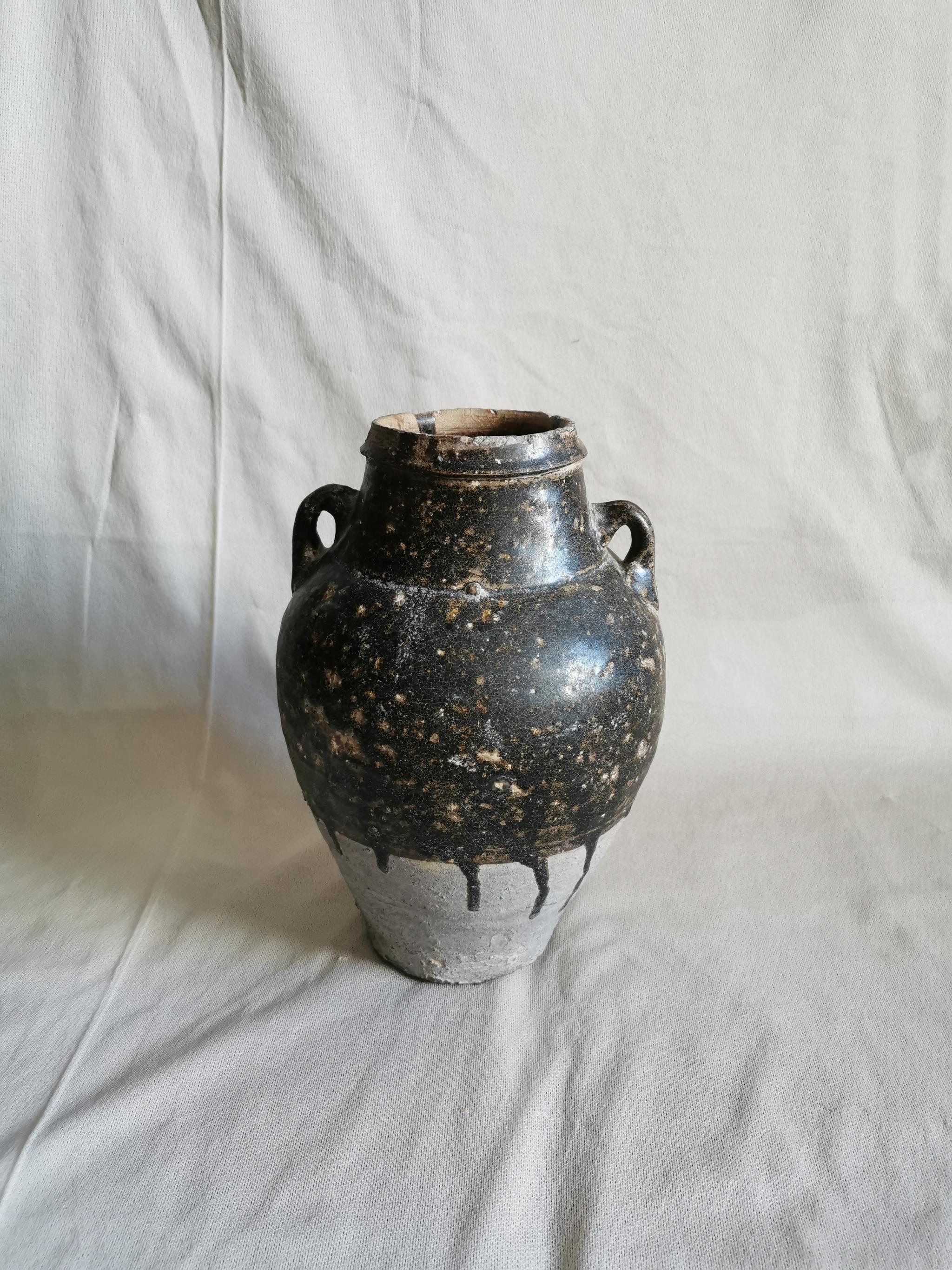 隋代黑釉青瓷双耳罐