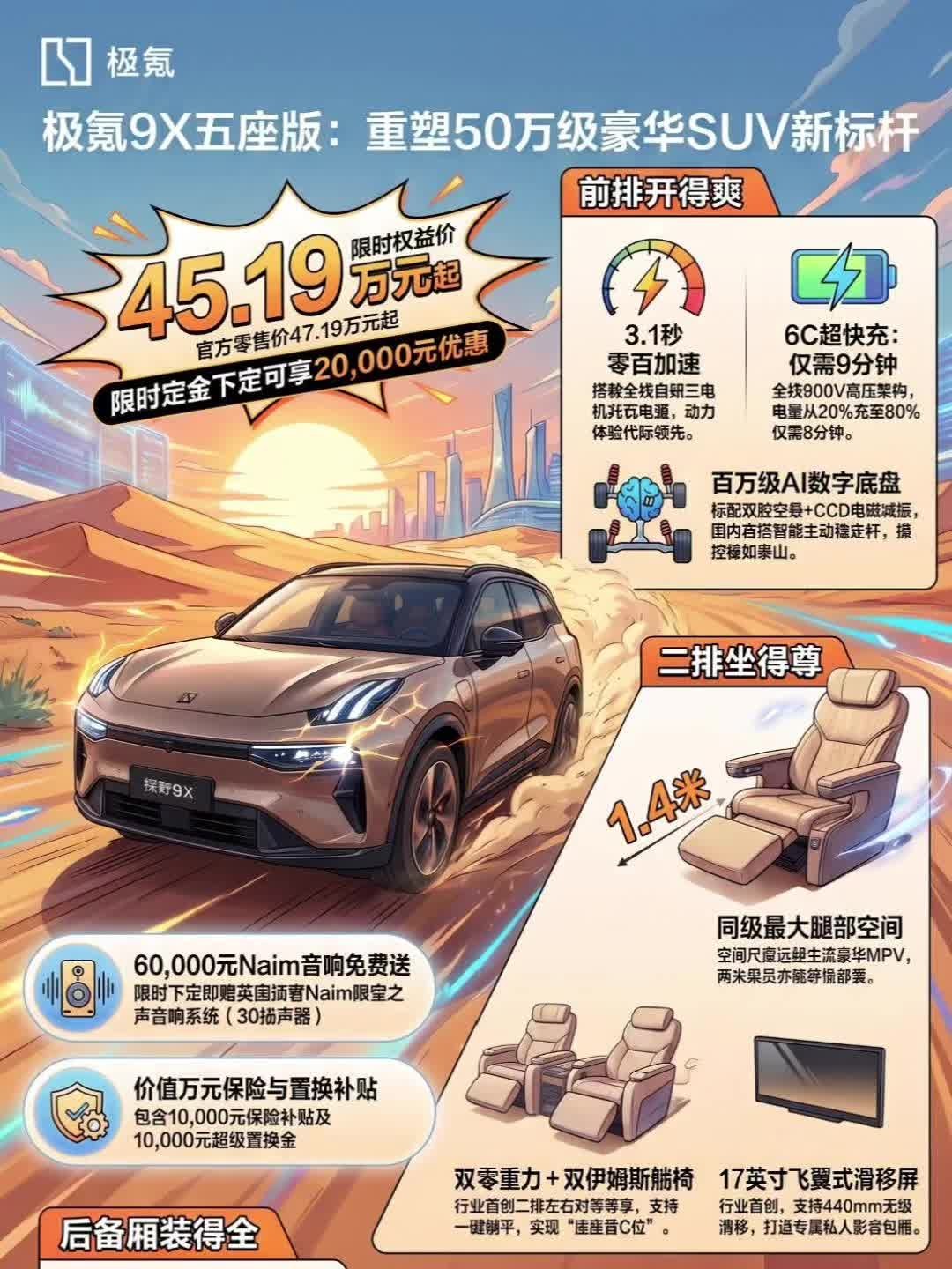 极氪9X五座版 重塑50万级豪华SUV新标杆