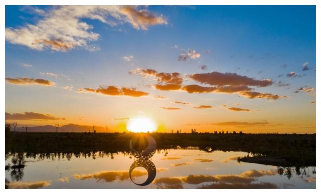 张掖:晚霞映照水云乡再现美丽生态画卷