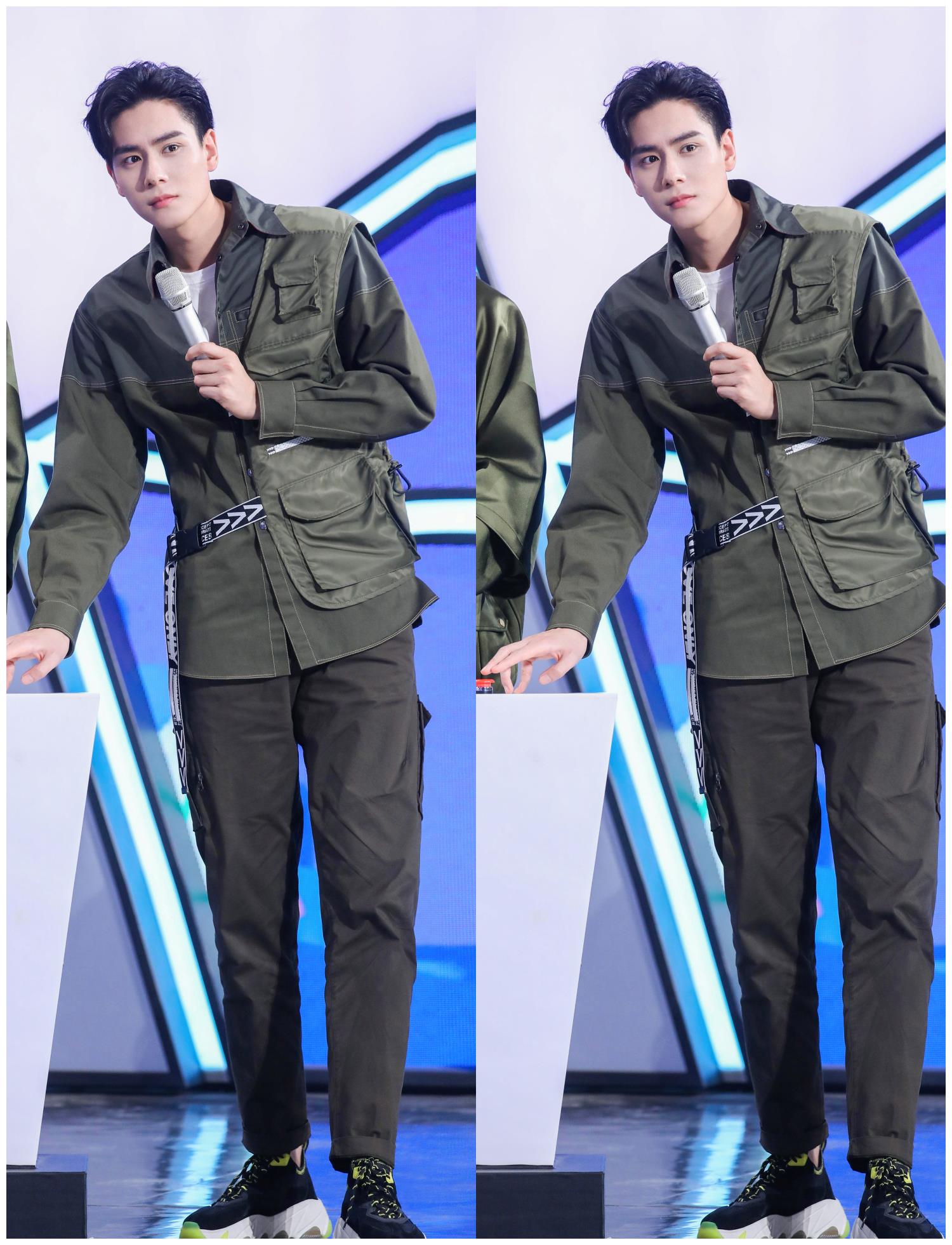 188cm胡一天和185cm张云龙,同是军绿色造型,长腿哥哥谁能不爱?