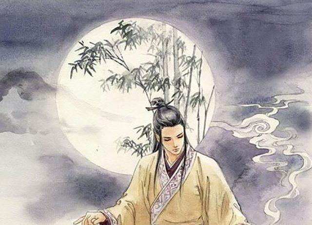 诗的首句说到诗人独自坐在幽静的竹林里,王维一个人在那里干什么呢?