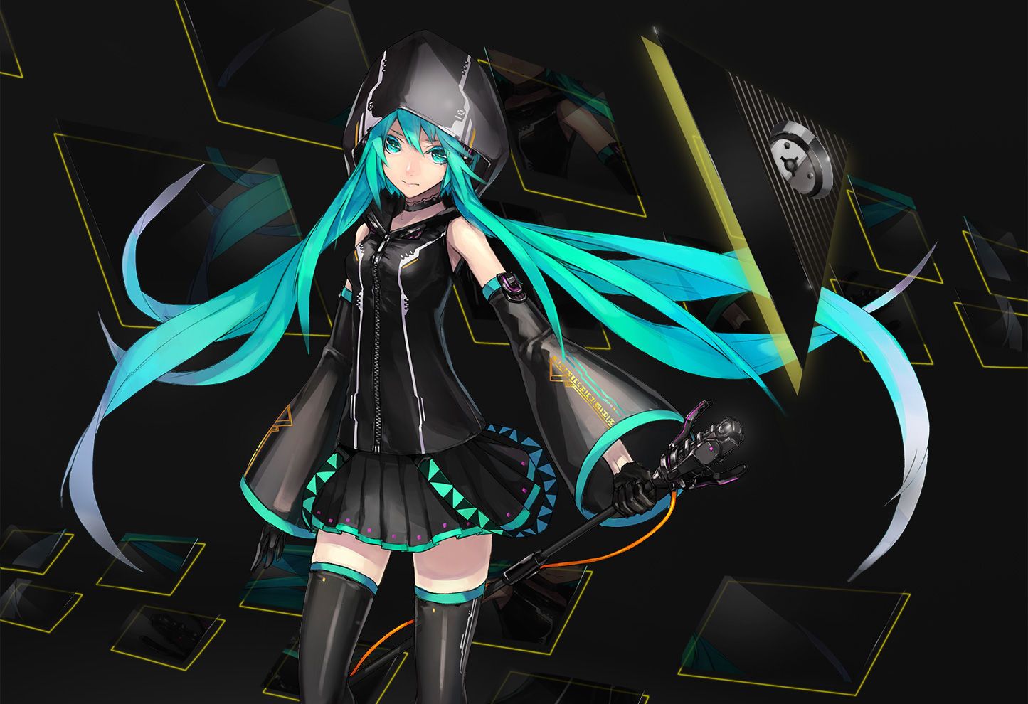 p站壁纸:科幻元素满满的动漫题材,酷炫的初音殿下最可爱!