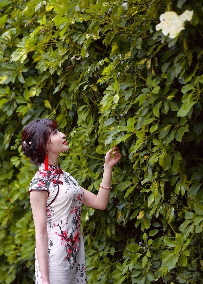 改良版梅花旗袍,尽显女人的温柔与雅致