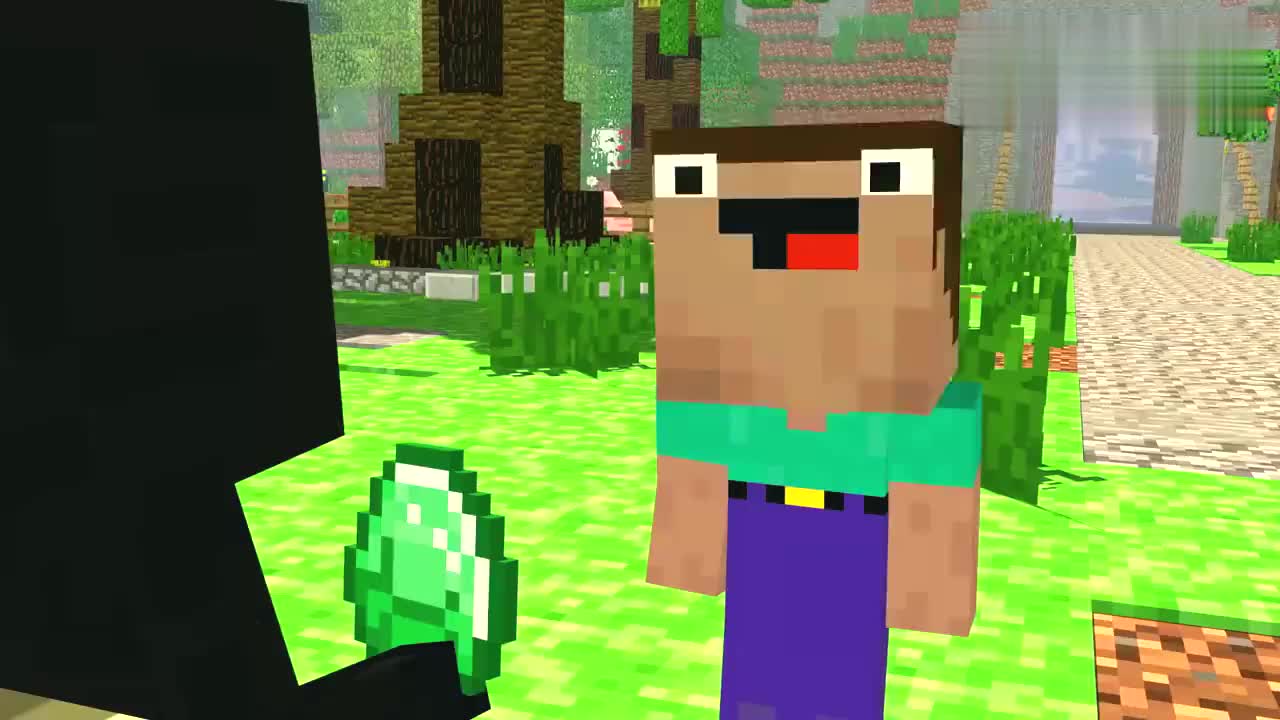 我的世界:菜鸟拿着新手机和末影人拍合照!